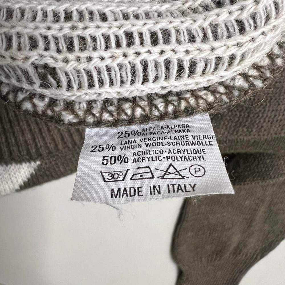MG Sweater Mens 48 Brown Vintage Car Alpaca Wool Intarsia Knit Made in Italy - Picture 5 of 8